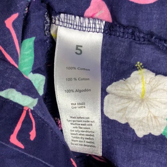 Carter's Pink Flamingo Sleeveless Tie Strap Navy Cotton Summer Blouse Henley Top - Picture 8 of 8
